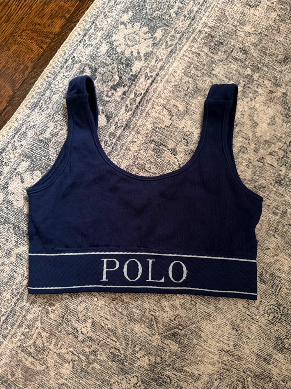 Polo by Ralph Lauren Navy Blue Logo Ribbed Sports Bra